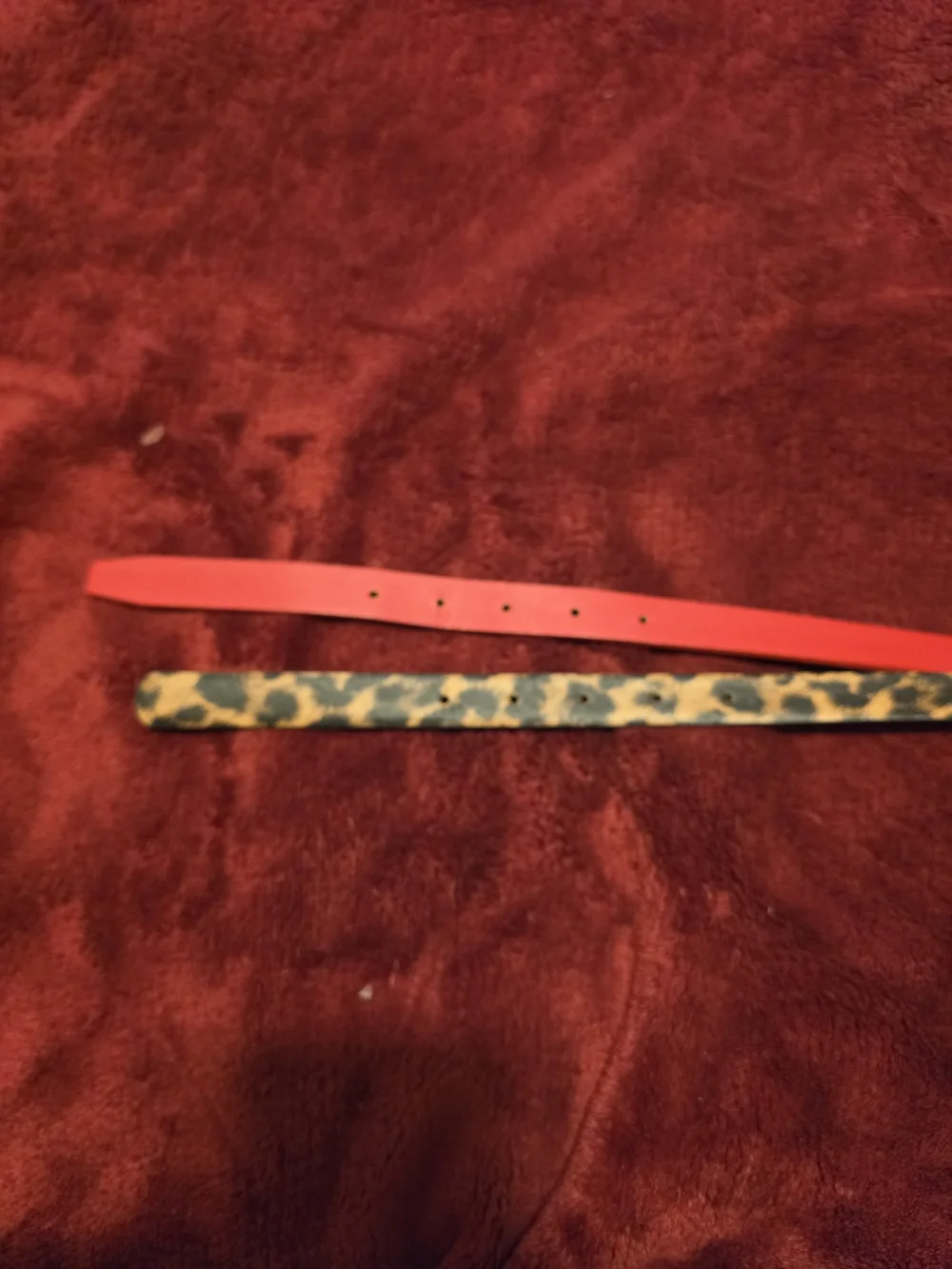 Steve Madden Red Leather Belt & Leopard Print Belt Set with Gold Accents